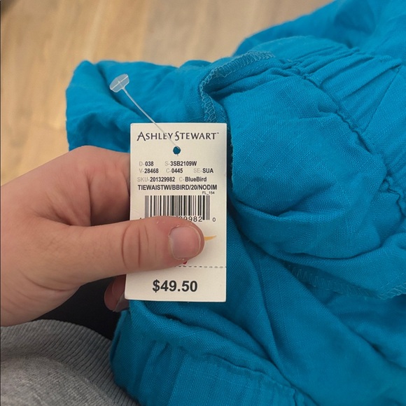 Bright Blue Wide-Leg Pants Ashley Stewart NWT size 20 rayon linen - Picture 3 of 4